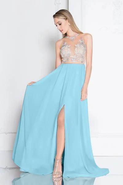 Wedding guest dresses with keyhole backs and flowing fabricsTerani Couture 1811P5215 Long Prom Dress Wedding guest dresses with keyhole backs and flowing fabricsTerani Couture 1811P5215 Long Prom Dress