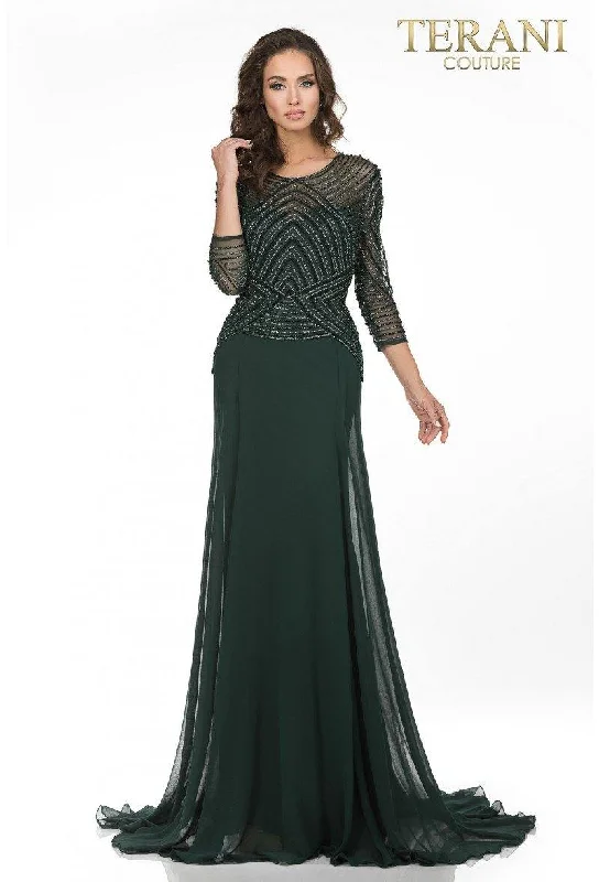 Wedding guest dresses with abstract prints and long trainsTerani Couture 1623M1860 Long Mother Of Bride Dress Wedding guest dresses with abstract prints and long trainsTerani Couture 1623M1860 Long Mother Of Bride Dress
