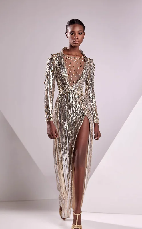 Prom dresses with cold - shoulder ruffled sleeves and floral prints for a romantic and fashionable styleEdward Arsouni Couture FW24917 Dress Prom dresses with cold - shoulder ruffled sleeves and floral prints for a romantic and fashionable styleEdward Arsouni Couture FW24917 Dress