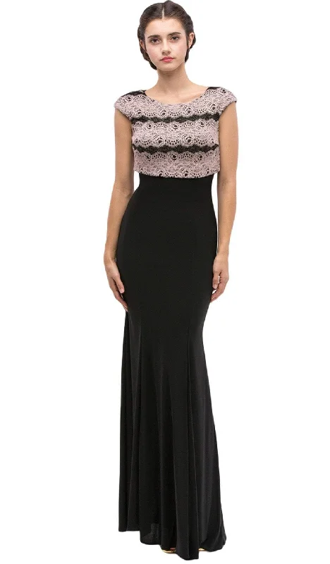 Formal dresses with asymmetric ruffled hems and high - low designs for a fashion - forward and dynamic appearanceEureka Fashion - Lace Cap Sleeve Bateau Jersey Sheath Evening Dress Formal dresses with asymmetric ruffled hems and high - low designs for a fashion - forward and dynamic appearanceEureka Fashion - Lace Cap Sleeve Bateau Jersey Sheath Evening Dress