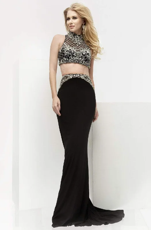 Prom dresses with lace - trimmed hems and off - the - shoulder necklines for a delicate lookJasz Couture - Two-Piece Embellished Dress 6092 Prom dresses with lace - trimmed hems and off - the - shoulder necklines for a delicate lookJasz Couture - Two-Piece Embellished Dress 6092