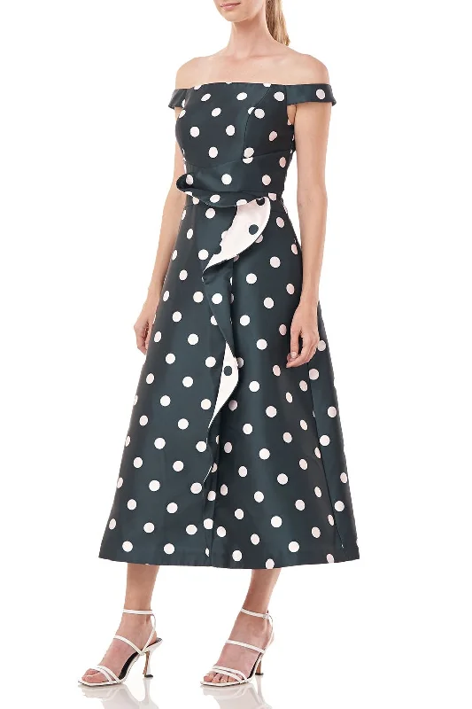 Cocktail dresses with a gathered skirt and a button - down frontKay Unger 5517419 Long Off Shoulder Tea Length Formal Dress Cocktail dresses with a gathered skirt and a button - down frontKay Unger 5517419 Long Off Shoulder Tea Length Formal Dress