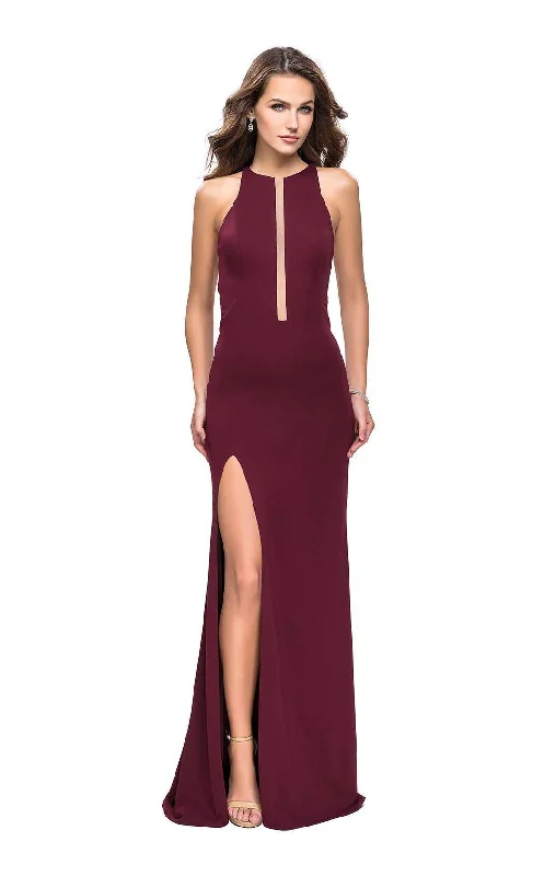 Formal dresses with abstract print panels and rhinestone embellishments for a unique formal eventLa Femme 25477 Dress Formal dresses with abstract print panels and rhinestone embellishments for a unique formal eventLa Femme 25477 Dress