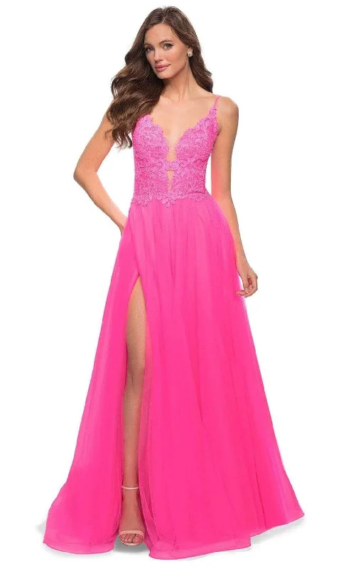 A - line formal dresses with beaded lace appliques for formal eventsLa Femme - 29964 Plunging V Neck A-Line Gown A - line formal dresses with beaded lace appliques for formal eventsLa Femme - 29964 Plunging V Neck A-Line Gown