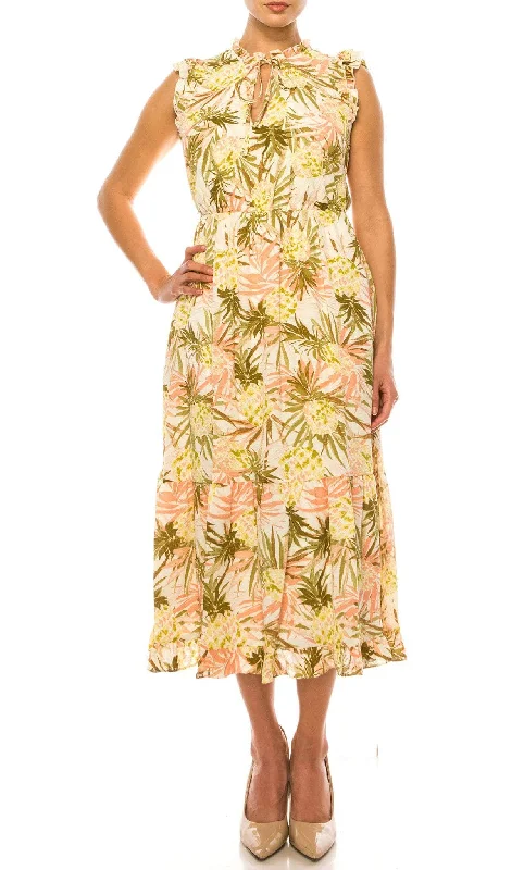 Cocktail dresses with off - the - shoulder designs and beaded accentsLaundry HV03D25 - Printed Summer Midi Dress Cocktail dresses with off - the - shoulder designs and beaded accentsLaundry HV03D25 - Printed Summer Midi Dress