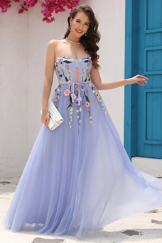 Geometric - printed cocktail dresses with a long - sleeve optionLavender A Line Sweetheart Prom Dress with Appliques Geometric - printed cocktail dresses with a long - sleeve optionLavender A Line Sweetheart Prom Dress with Appliques
