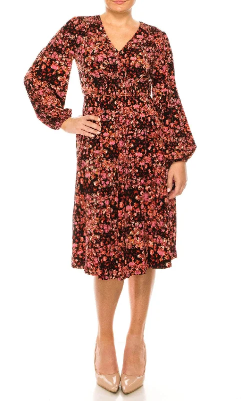 Mini cocktail dresses with a denim fabric for a casual - chic lookLondon Times T5953M - Floral Printed Midi Dress Mini cocktail dresses with a denim fabric for a casual - chic lookLondon Times T5953M - Floral Printed Midi Dress