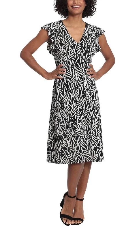 Cocktail dresses with an abstract print and a high - low hemlineLondon Times T6085M - Ruffle Sleeve V Neck Long Dress Cocktail dresses with an abstract print and a high - low hemlineLondon Times T6085M - Ruffle Sleeve V Neck Long Dress