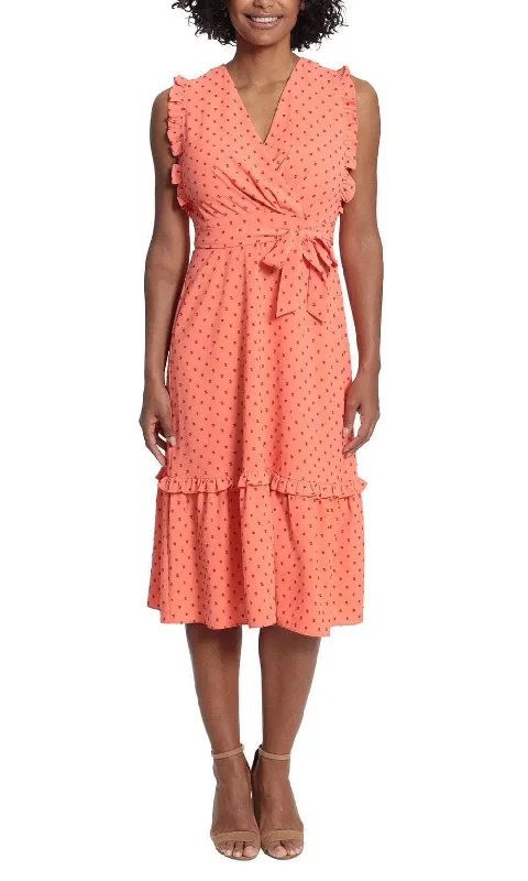 One - shoulder cocktail dresses in emerald green for a bold statementLondon Times T6128M - Wrap Dot Print Short Dress One - shoulder cocktail dresses in emerald green for a bold statementLondon Times T6128M - Wrap Dot Print Short Dress