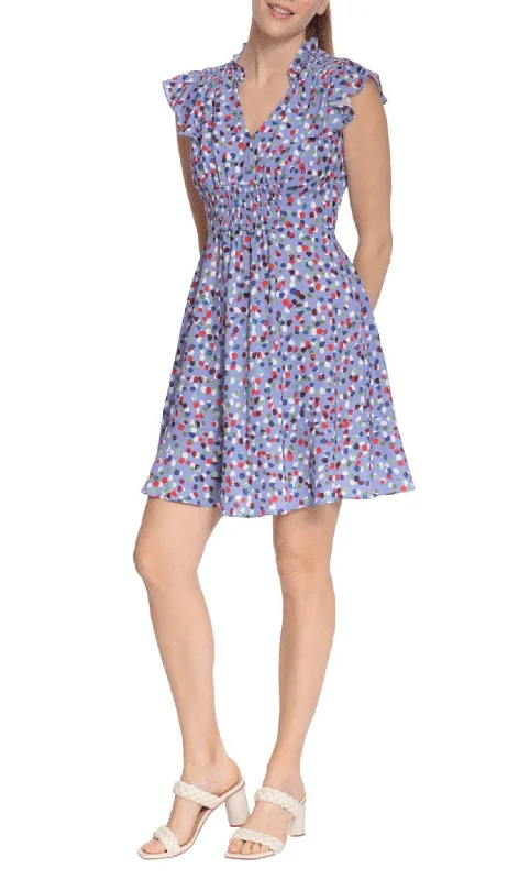 Geometric - printed cocktail dresses with a long - sleeve optionLondon Times T6305M - Polka Dotted Short Dress Geometric - printed cocktail dresses with a long - sleeve optionLondon Times T6305M - Polka Dotted Short Dress