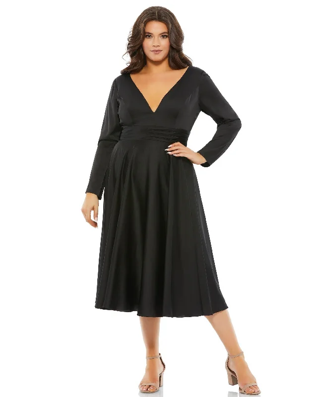 Mini cocktail dresses with a glittery finish for a party - ready styleMac Duggal 67907 Fabulouss Long Sleeve Formal Midi Length Dress Mini cocktail dresses with a glittery finish for a party - ready styleMac Duggal 67907 Fabulouss Long Sleeve Formal Midi Length Dress
