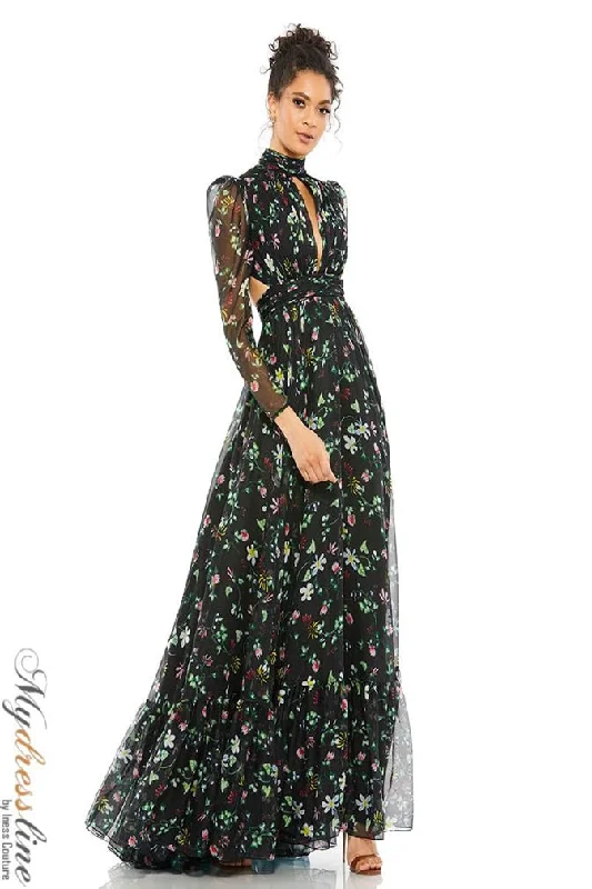 Prom dresses with pom - pom - decorated hems and cotton - blend fabrics for a playful and comfortable formal styleMac Duggal 67942 Prom dresses with pom - pom - decorated hems and cotton - blend fabrics for a playful and comfortable formal styleMac Duggal 67942