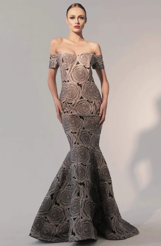 Formal dresses with ruffled skirts and bow accents for a charming prom appearanceNicole Bakti - 589 Off Shoulder Floral Print Mermaid Gown Formal dresses with ruffled skirts and bow accents for a charming prom appearanceNicole Bakti - 589 Off Shoulder Floral Print Mermaid Gown