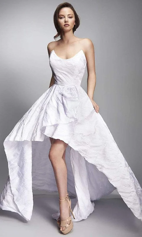 Formal dresses with tassel - adorned belts and tiered skirts for a stylish and festive formal eventNicole Bakti - 6906 Strapless Scoop High Low Dress Formal dresses with tassel - adorned belts and tiered skirts for a stylish and festive formal eventNicole Bakti - 6906 Strapless Scoop High Low Dress