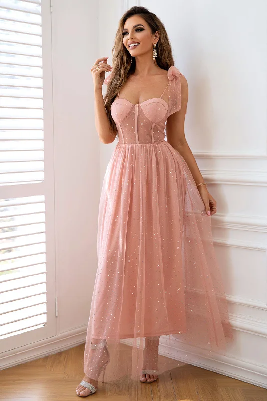 Cocktail dresses with off - the - shoulder designs and beaded accentsPink A Line Corset Spaghetti Straps Prom Dress Cocktail dresses with off - the - shoulder designs and beaded accentsPink A Line Corset Spaghetti Straps Prom Dress