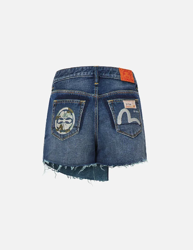 Cuffed Women Shorts for a Laid - Back and Trendy LookKamon and Seagull Embroidered Denim Skort Cuffed Women Shorts for a Laid - Back and Trendy LookKamon and Seagull Embroidered Denim Skort