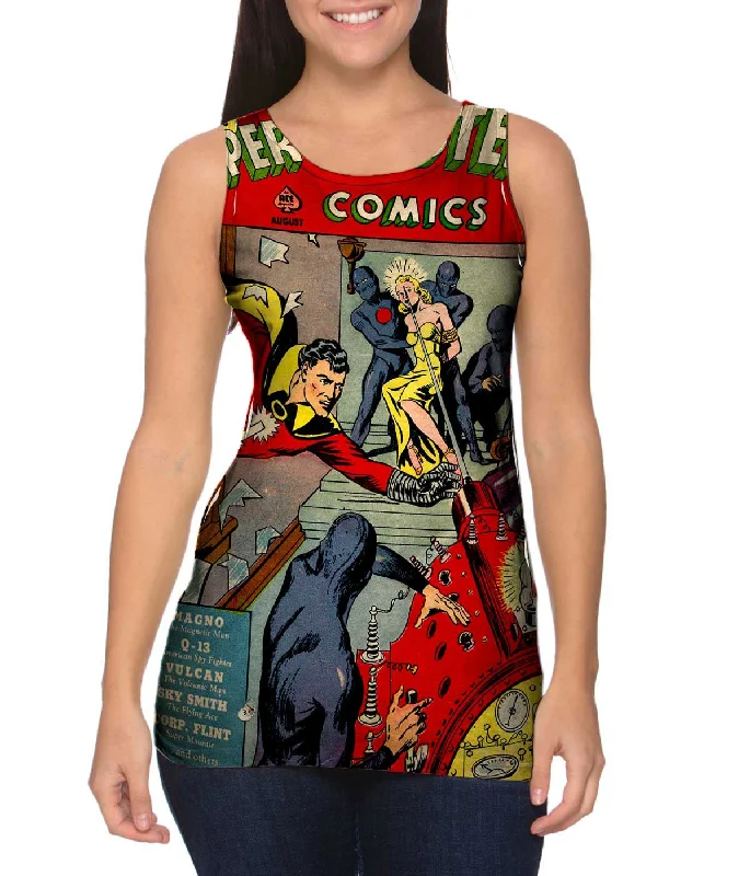 Plus Size Women's Criss - Cross Back Tank Tops in Neon ColorsLady in Distress Comic Retro Plus Size Women's Criss - Cross Back Tank Tops in Neon ColorsLady in Distress Comic Retro