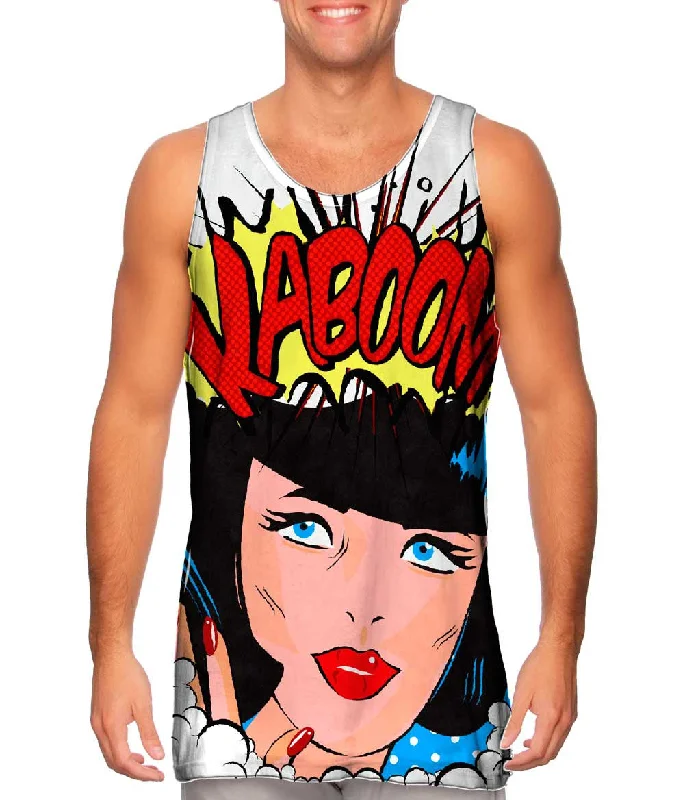Crew Neck Women's Sustainable Tank Tops Made from Recycled MaterialsLady Kaboom Comic Crew Neck Women's Sustainable Tank Tops Made from Recycled MaterialsLady Kaboom Comic