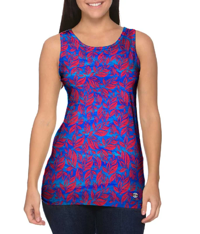 Plus Size Women's Glitter - Trimmed Tank Tops for Party NightsLeaf A Go Go Light Blue Pattern Plus Size Women's Glitter - Trimmed Tank Tops for Party NightsLeaf A Go Go Light Blue Pattern