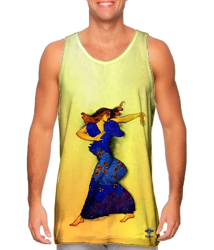 Plus Size Women's Puff - Sleeve Tank Tops in Pastel HuesLeon Bakst - "Menade" (1801) Plus Size Women's Puff - Sleeve Tank Tops in Pastel HuesLeon Bakst - "Menade" (1801)