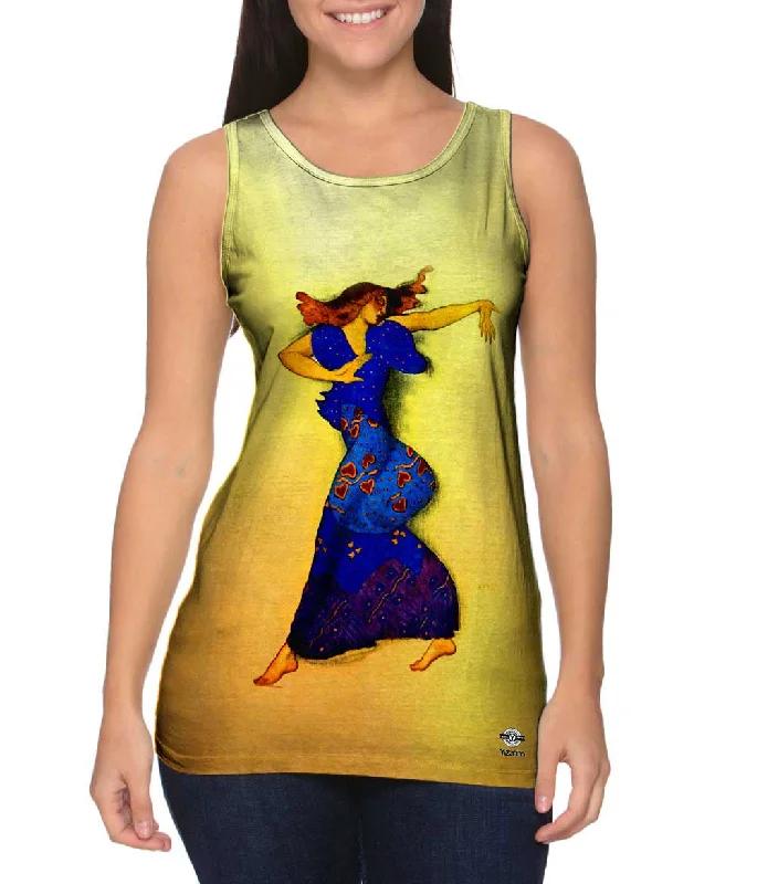 Plus Size Women's Glitter - Trimmed Tank Tops for Party NightsLeon Bakst - "Menade" (1801) Plus Size Women's Glitter - Trimmed Tank Tops for Party NightsLeon Bakst - "Menade" (1801)