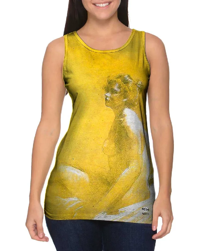 Plus Size Women's Ruffled Hem Tank Tops with Floral PrintsLeon Bakst - "Model" (1905) Plus Size Women's Ruffled Hem Tank Tops with Floral PrintsLeon Bakst - "Model" (1905)