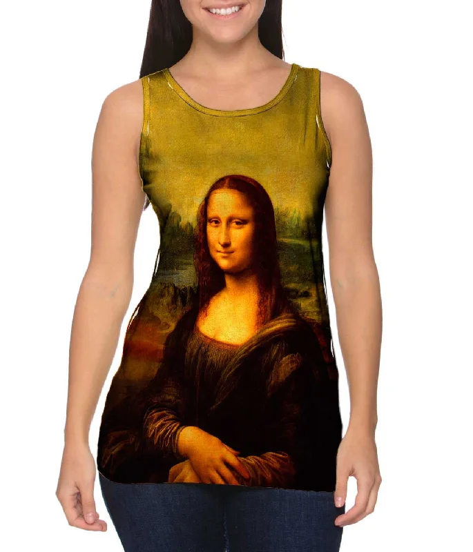 Plus Size Women's Ruffled Hem Tank Tops with Floral PrintsLeonardo da Vinci - "Mona Lisa" (1503) Plus Size Women's Ruffled Hem Tank Tops with Floral PrintsLeonardo da Vinci - "Mona Lisa" (1503)