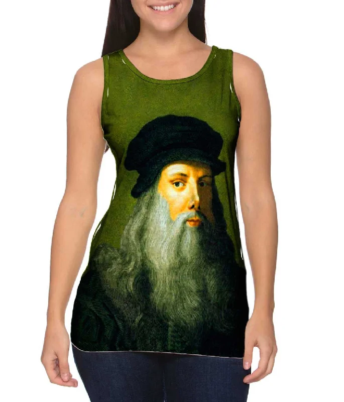 Plus Size Women's Puff - Sleeve Tank Tops in Pastel HuesLeonardo Da Vinci - "Self Portrait" Plus Size Women's Puff - Sleeve Tank Tops in Pastel HuesLeonardo Da Vinci - "Self Portrait"