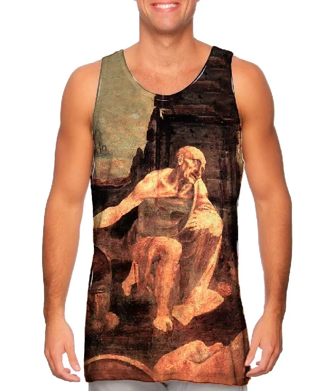 Scoop Neck Women's Linen Blend Tank Tops for SummerLeonardo Da Vinci - "St Jerome In The Wilderness" (1480) Scoop Neck Women's Linen Blend Tank Tops for SummerLeonardo Da Vinci - "St Jerome In The Wilderness" (1480)