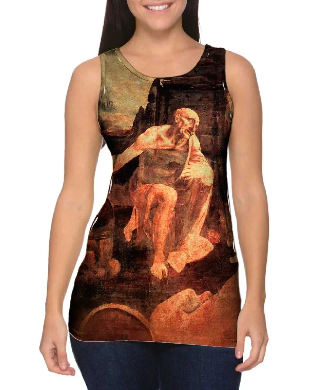 Square Neck Women's Organic Cotton Tank Tops in Earth TonesLeonardo Da Vinci - "St Jerome In The Wilderness" (1480) Square Neck Women's Organic Cotton Tank Tops in Earth TonesLeonardo Da Vinci - "St Jerome In The Wilderness" (1480)