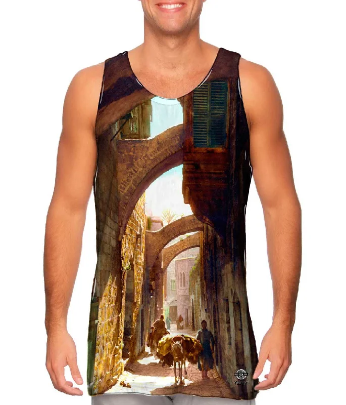 Crew Neck Women's Sustainable Tank Tops Made from Recycled MaterialsLewis Larsson - "Via Dolorosa, Jerusalem" (1919) Crew Neck Women's Sustainable Tank Tops Made from Recycled MaterialsLewis Larsson - "Via Dolorosa, Jerusalem" (1919)