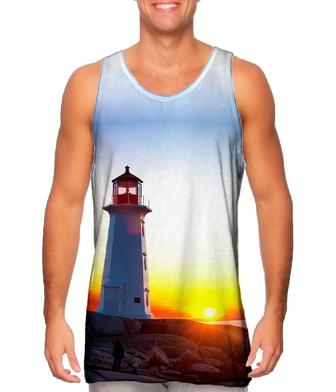 Plus Size Women's Side - Slit Tank Tops in Metallic ShadesLighthouse Sunset