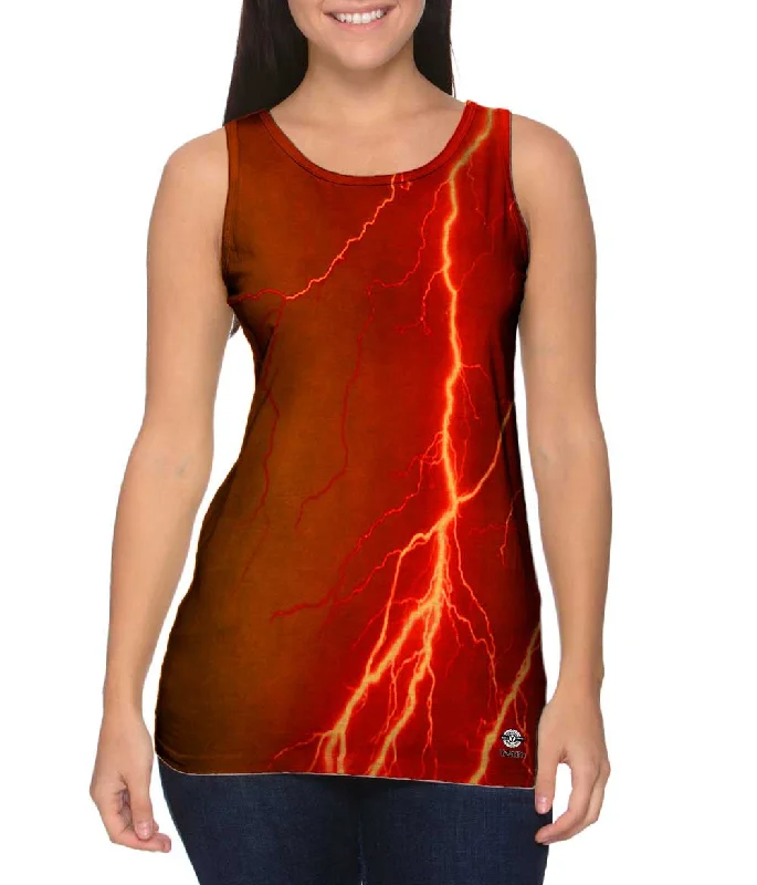 Square Neck Women's Organic Cotton Tank Tops in Earth TonesLightning Storm Orange Brown Square Neck Women's Organic Cotton Tank Tops in Earth TonesLightning Storm Orange Brown