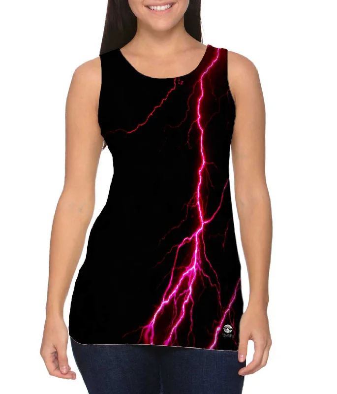 One - Shoulder Women's Rayon Blend Tank Tops for a Flowy LookLightning Storm Pink Black One - Shoulder Women's Rayon Blend Tank Tops for a Flowy LookLightning Storm Pink Black