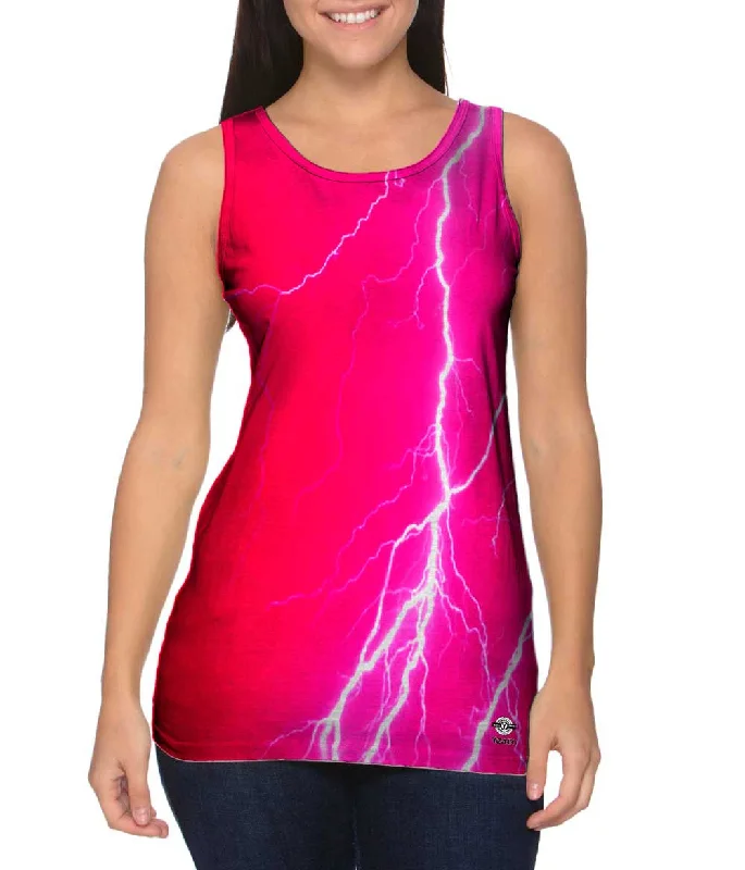 Women's Cropped Tank Tops with Vintage Band LogosLightning Storm Pink