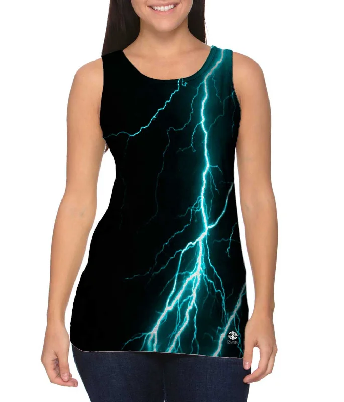 Women's Sleeveless Ribbed Tank Tops for a Trendy LookLightning Storm Turquoise