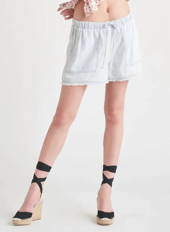 Bermuda Women Shorts for a Classic and Sophisticated LookSp22 Tencel Frayed Hem Short In Blue Bermuda Women Shorts for a Classic and Sophisticated LookSp22 Tencel Frayed Hem Short In Blue