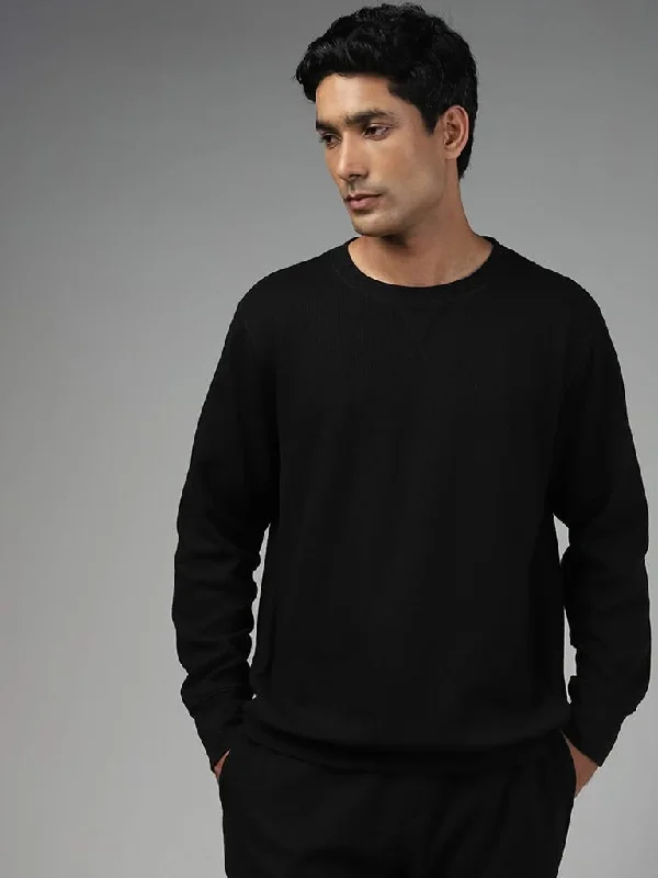 Leather Look Women Shorts for an Edgy and Chic StyleWES Lounge Solid Black Ribbed Sweatshirt Leather Look Women Shorts for an Edgy and Chic StyleWES Lounge Solid Black Ribbed Sweatshirt