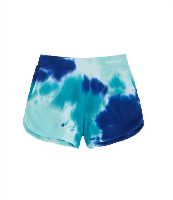 Ruffled Hem Women Shorts to Add a Feminine TouchWomen's Dolphin Shorts In Baja Blue Multi Ruffled Hem Women Shorts to Add a Feminine TouchWomen's Dolphin Shorts In Baja Blue Multi