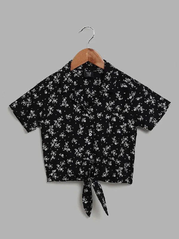 Denim Women Shorts with Distressed Details for a Casual VibeY&F Kids Black Floral Printed Tie Up Shirt Denim Women Shorts with Distressed Details for a Casual VibeY&F Kids Black Floral Printed Tie Up Shirt