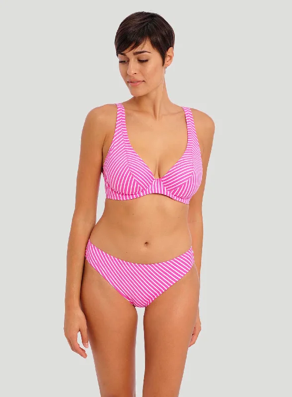 Floral - printed bikini for a feminine and colorful beach vibeFreya Swimwear: Jewel Cove Bikini Brief Stripe Raspberry Floral - printed bikini for a feminine and colorful beach vibeFreya Swimwear: Jewel Cove Bikini Brief Stripe Raspberry