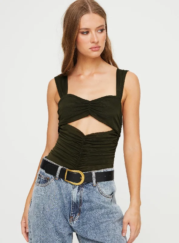 Convertible Straps Bodysuits for Multiple Styling OptionsKalmia Bodysuit Olive Green Convertible Straps Bodysuits for Multiple Styling OptionsKalmia Bodysuit Olive Green