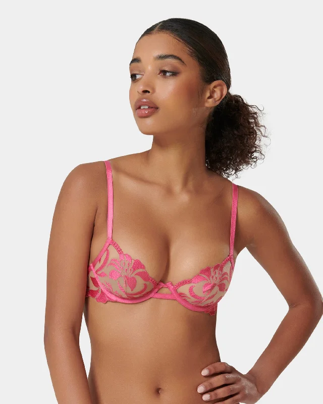 Crop Bodysuits to Pair with High - Waisted BottomsLeonora Wired Bra Fuchsia Pink/Sheer Crop Bodysuits to Pair with High - Waisted BottomsLeonora Wired Bra Fuchsia Pink/Sheer