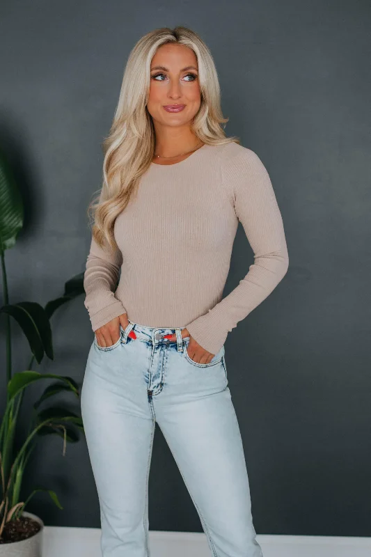Convertible Straps Bodysuits for Multiple Styling OptionsOliver Ribbed Bodysuit - Taupe Convertible Straps Bodysuits for Multiple Styling OptionsOliver Ribbed Bodysuit - Taupe