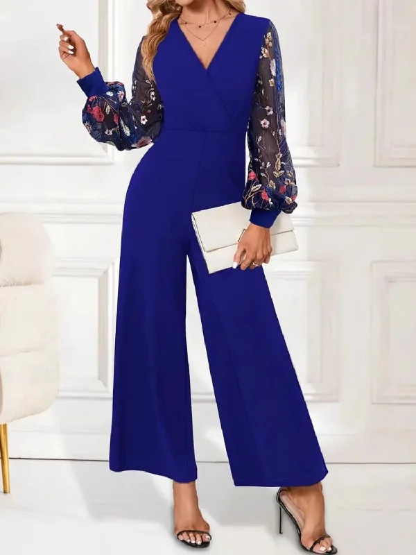 Neon Bodysuits to Stand Out at PartiesSurplice Embroidered Long Sleeve Wide Leg Jumpsuit Neon Bodysuits to Stand Out at PartiesSurplice Embroidered Long Sleeve Wide Leg Jumpsuit