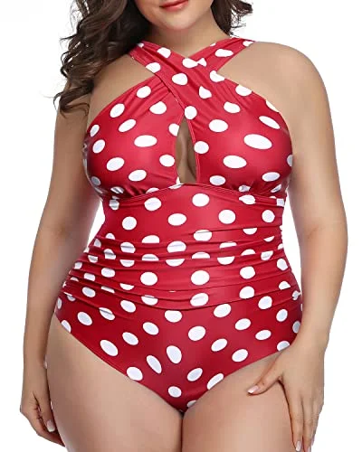 Maternity bikini for expecting mothers to enjoy the beach comfortablyBackless Front Cross Plus Size Swimsuits For Women-Red Dot Maternity bikini for expecting mothers to enjoy the beach comfortablyBackless Front Cross Plus Size Swimsuits For Women-Red Dot