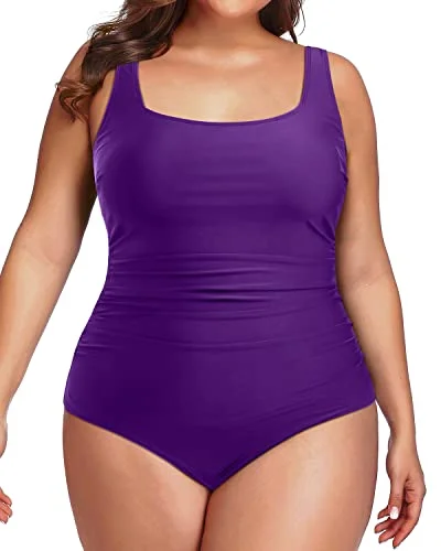 Metallic - finish bikini for a glamorous and eye - catching poolside lookPlus Size One Piece Swimsuit Ruched Backless Swimwear for Women Metallic - finish bikini for a glamorous and eye - catching poolside lookPlus Size One Piece Swimsuit Ruched Backless Swimwear for Women