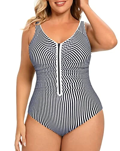 Lace - trimmed bikini for an elegant and romantic touchPlus Size Tummy Control One Piece Swimsuits for Women Zipper Bathing Suits Lace - trimmed bikini for an elegant and romantic touchPlus Size Tummy Control One Piece Swimsuits for Women Zipper Bathing Suits