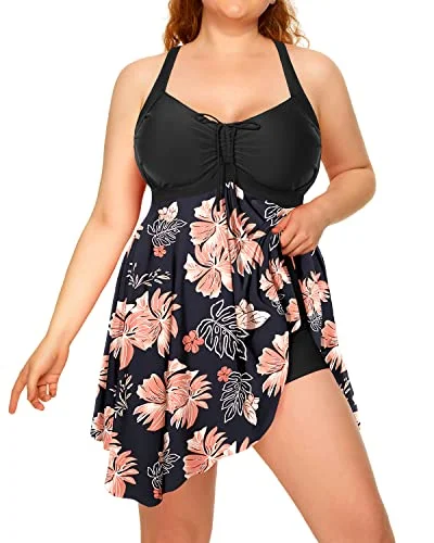 Monokini - style bikini with a unique one - piece - meets - bikini designPlus Size Two Piece Swimdress with Boyshorts for Women Flowy Swimsuits Monokini - style bikini with a unique one - piece - meets - bikini designPlus Size Two Piece Swimdress with Boyshorts for Women Flowy Swimsuits