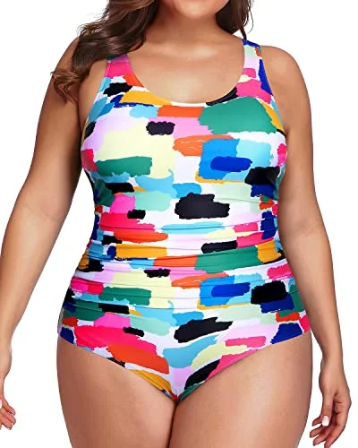 Lace - trimmed bikini for an elegant and romantic touchSporty Scoop Neck Backless Plus Size One Piece Swimwear-Aqua Lace - trimmed bikini for an elegant and romantic touchSporty Scoop Neck Backless Plus Size One Piece Swimwear-Aqua